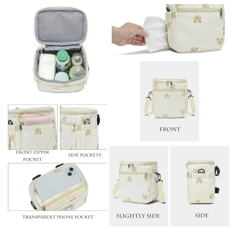 Kids Bicycle Basket - Beige Bear Bike Handlebar Bag Organizer- Puppies